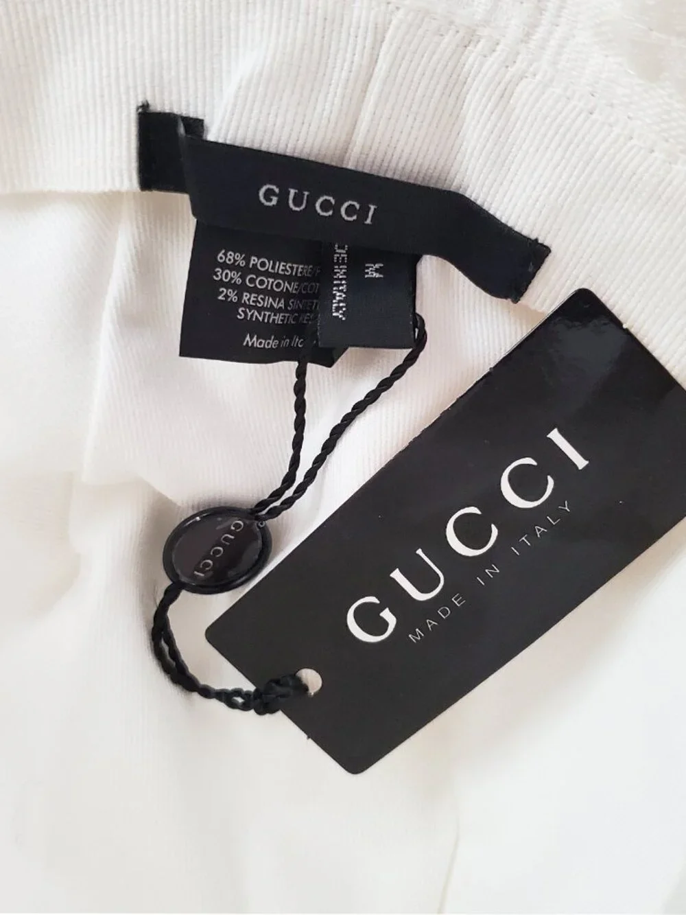 Gucci White GG Bucket Hat Vintage NWT Canvas Gold Hardware